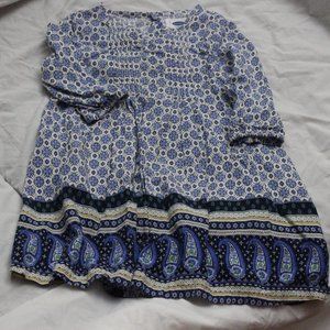 Long sleeve Dress w/blue floral and paisley sz2T